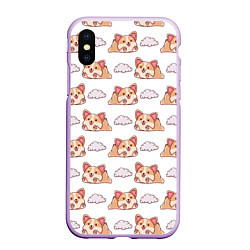 Чехол iPhone XS Max матовый Corgi dreams, цвет: 3D-сиреневый