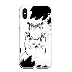 Чехол iPhone XS Max матовый Mayhem рок кот на светлом фоне