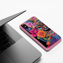 Чехол iPhone XS Max матовый Irezumi - Japan - tattoo, цвет: 3D-малиновый — фото 2