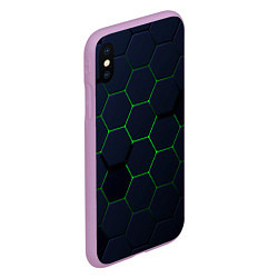 Чехол iPhone XS Max матовый Honeycombs green, цвет: 3D-сиреневый — фото 2