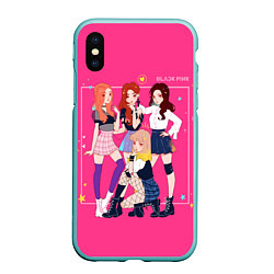 Чехол iPhone XS Max матовый Blackpink anime poster, цвет: 3D-мятный