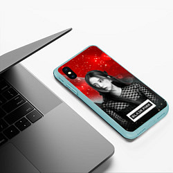 Чехол iPhone XS Max матовый Jisoo black red background, цвет: 3D-мятный — фото 2