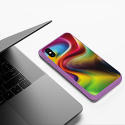 Чехол iPhone XS Max матовый Rainbow waves, цвет: 3D-фиолетовый — фото 2