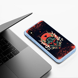 Чехол iPhone XS Max матовый Oni mask, цвет: 3D-голубой — фото 2