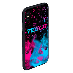 Чехол iPhone XS Max матовый Tesla - neon gradient: символ сверху, цвет: 3D-черный — фото 2