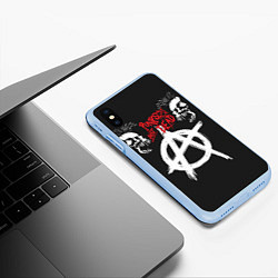 Чехол iPhone XS Max матовый Punks not dead - анархия, цвет: 3D-голубой — фото 2