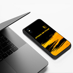 Чехол iPhone XS Max матовый Attack on Titan - gold gradient: символ сверху, цвет: 3D-черный — фото 2