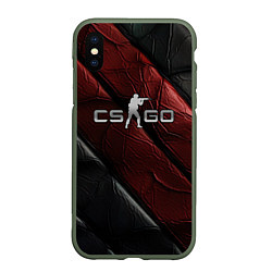 Чехол iPhone XS Max матовый CS GO dark red texture, цвет: 3D-темно-зеленый