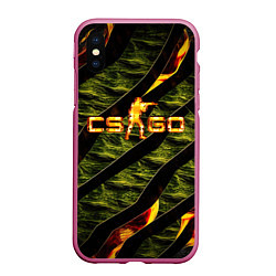 Чехол iPhone XS Max матовый CS GO fire, цвет: 3D-малиновый