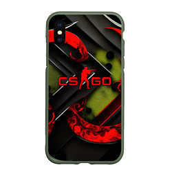 Чехол iPhone XS Max матовый CS GO abstract green red, цвет: 3D-темно-зеленый