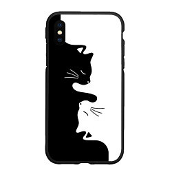 Чехол iPhone XS Max матовый Котики Инь-Янь, цвет: 3D-черный
