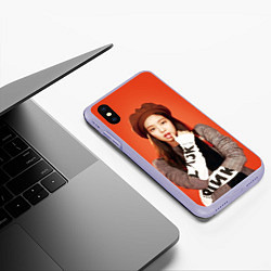 Чехол iPhone XS Max матовый Blackpink Jennie in beret, цвет: 3D-светло-сиреневый — фото 2