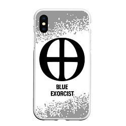 Чехол iPhone XS Max матовый Blue Exorcist glitch на светлом фоне