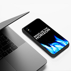 Чехол iPhone XS Max матовый Bring Me the Horizon blue fire, цвет: 3D-черный — фото 2