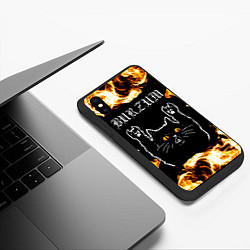 Чехол iPhone XS Max матовый Burzum рок кот и огонь, цвет: 3D-черный — фото 2