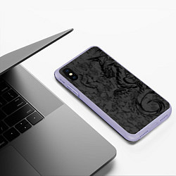 Чехол iPhone XS Max матовый Black dragon - grunge, цвет: 3D-светло-сиреневый — фото 2