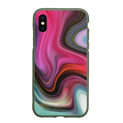 Чехол iPhone XS Max матовый Pink wave, цвет: 3D-темно-зеленый