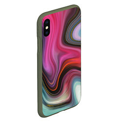 Чехол iPhone XS Max матовый Pink wave, цвет: 3D-темно-зеленый — фото 2