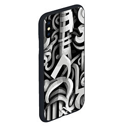 Чехол iPhone XS Max матовый Монохромный паттерн, цвет: 3D-черный — фото 2