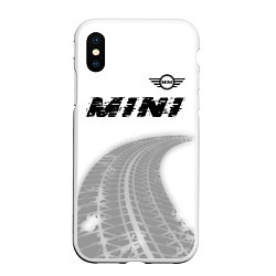 Чехол iPhone XS Max матовый Mini speed на светлом фоне со следами шин: символ