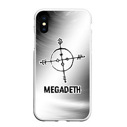 Чехол iPhone XS Max матовый Megadeth glitch на светлом фоне, цвет: 3D-белый