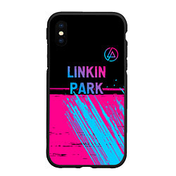 Чехол iPhone XS Max матовый Linkin Park - neon gradient: символ сверху, цвет: 3D-черный