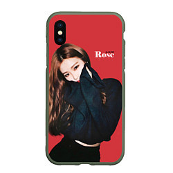 Чехол iPhone XS Max матовый Black Pink Rose, цвет: 3D-темно-зеленый