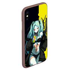 Чехол iPhone XS Max матовый Rebecca - Cyberpunk Edgerunners, цвет: 3D-коричневый — фото 2