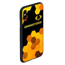 Чехол iPhone XS Max матовый SsangYong - gold gradient: символ сверху, цвет: 3D-черный — фото 2