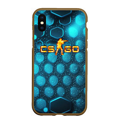 Чехол iPhone XS Max матовый CS GO blue neon, цвет: 3D-коричневый