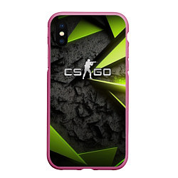 Чехол iPhone XS Max матовый CS GO green black abstract, цвет: 3D-малиновый