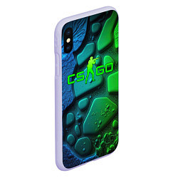 Чехол iPhone XS Max матовый CS GO green black abstract, цвет: 3D-светло-сиреневый — фото 2