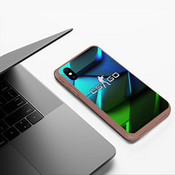 Чехол iPhone XS Max матовый CS GO green blue abstract, цвет: 3D-коричневый — фото 2