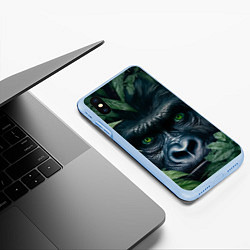 Чехол iPhone XS Max матовый Крупная морда гориллы, цвет: 3D-голубой — фото 2