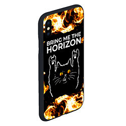 Чехол iPhone XS Max матовый Bring Me the Horizon рок кот и огонь, цвет: 3D-черный — фото 2