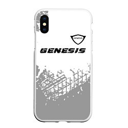 Чехол iPhone XS Max матовый Genesis speed на светлом фоне со следами шин: симв, цвет: 3D-белый