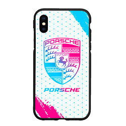 Чехол iPhone XS Max матовый Porsche neon gradient style, цвет: 3D-черный