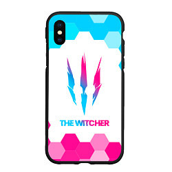 Чехол iPhone XS Max матовый The Witcher neon gradient style, цвет: 3D-черный