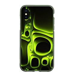 Чехол iPhone XS Max матовый Зеленая кислотная абстракция, цвет: 3D-темно-зеленый