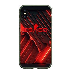 Чехол iPhone XS Max матовый CS GO red neon, цвет: 3D-темно-зеленый