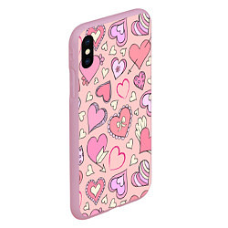 Чехол iPhone XS Max матовый Many many hearts, цвет: 3D-розовый — фото 2