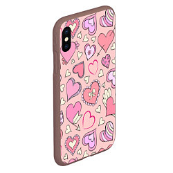 Чехол iPhone XS Max матовый Many many hearts, цвет: 3D-коричневый — фото 2