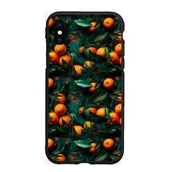 Чехол iPhone XS Max матовый Яркие апельсины, цвет: 3D-черный