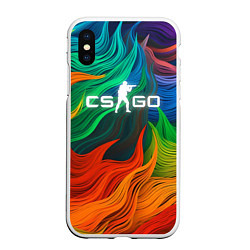 Чехол iPhone XS Max матовый Cs Go Logo Color, цвет: 3D-белый