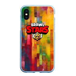 Чехол iPhone XS Max матовый Brawl Stars Logo Color, цвет: 3D-голубой