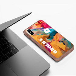 Чехол iPhone XS Max матовый Roblox Logo Color, цвет: 3D-коричневый — фото 2