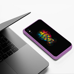Чехол iPhone XS Max матовый Трехцветный череп, цвет: 3D-фиолетовый — фото 2