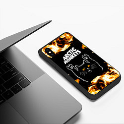 Чехол iPhone XS Max матовый Arctic Monkeys рок кот и огонь, цвет: 3D-черный — фото 2