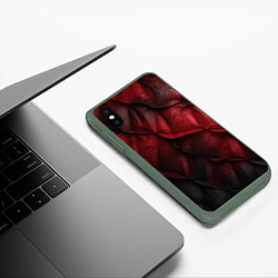 Чехол iPhone XS Max матовый Black red texture, цвет: 3D-темно-зеленый — фото 2