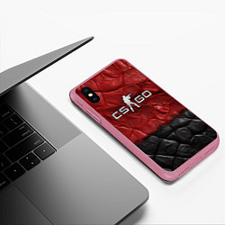 Чехол iPhone XS Max матовый CS GO red black texture, цвет: 3D-малиновый — фото 2